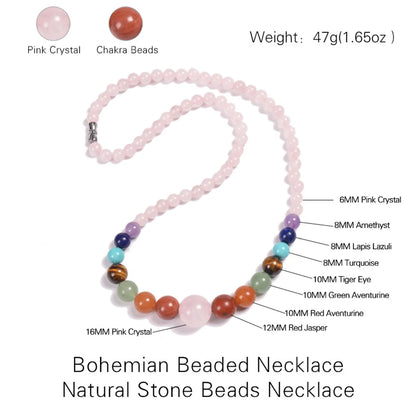 Ethnic Style Round Natural Stone Beaded Necklace