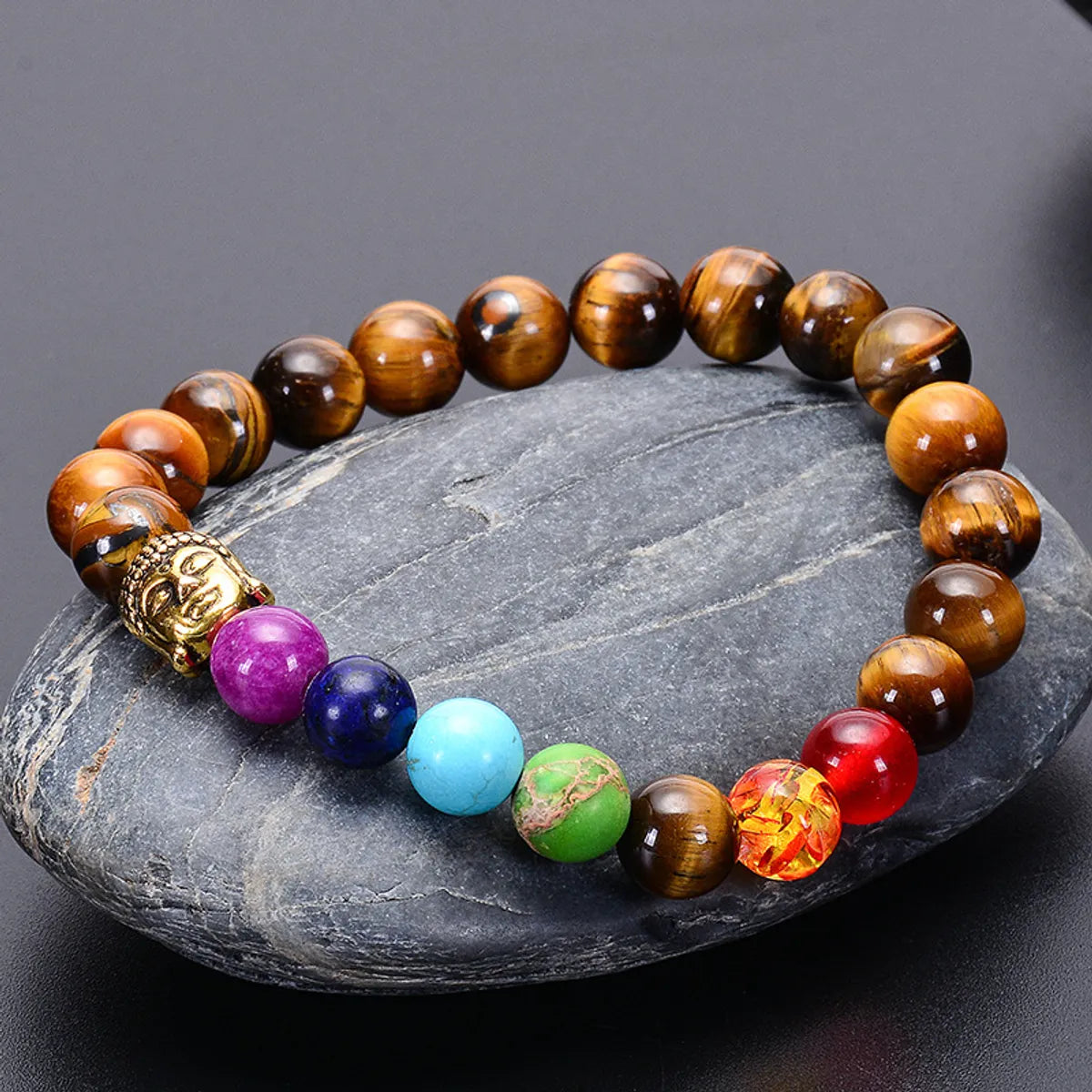 Ethnic Style Round Natural Stone Tiger Eye Bracelets In Bulk