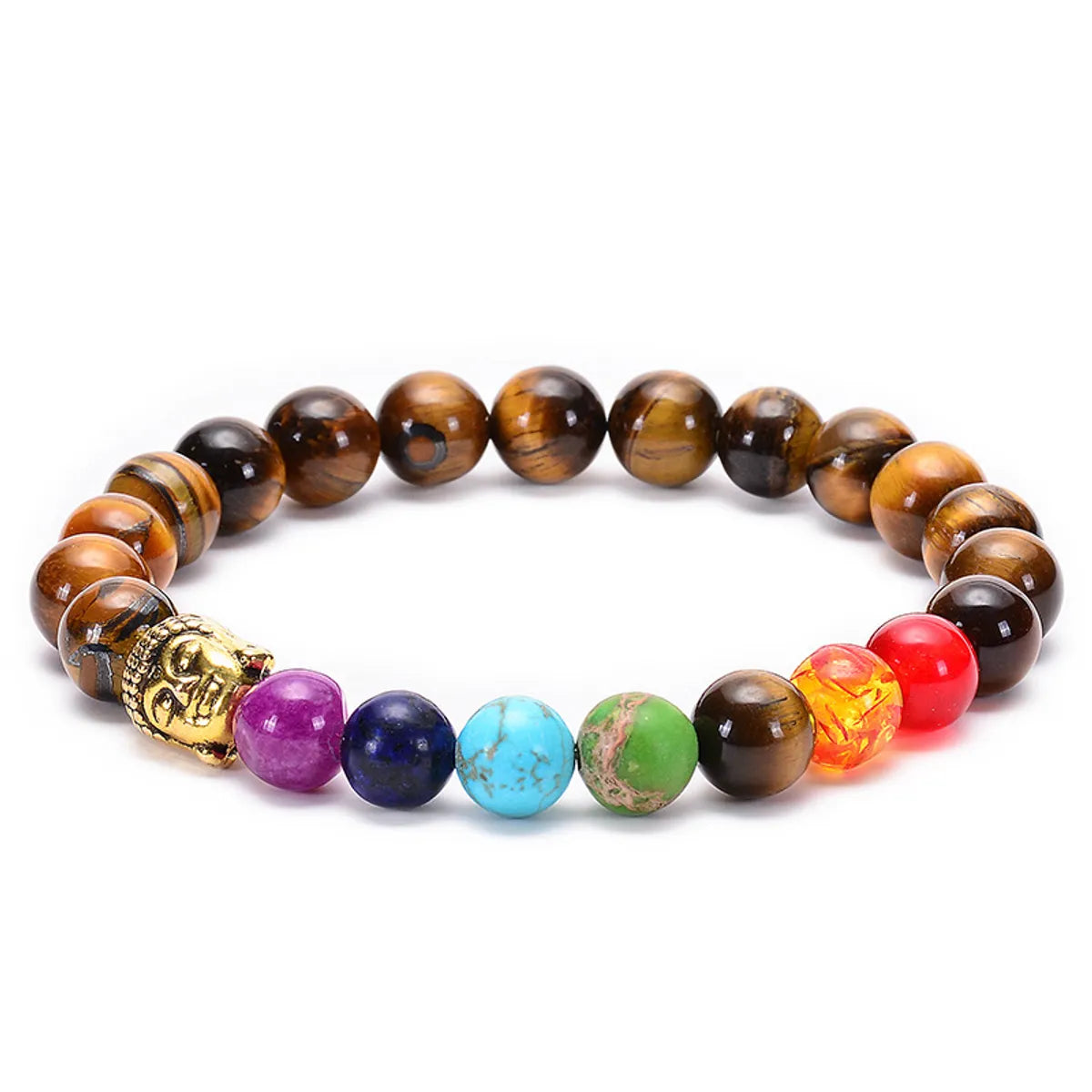 Ethnic Style Round Natural Stone Tiger Eye Bracelets In Bulk