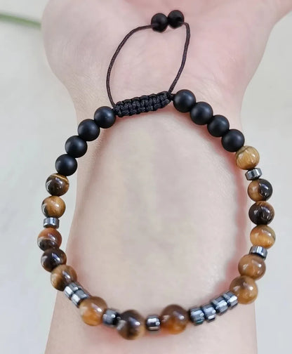 Ethnic Style Round Natural Stone Tiger Eye Bracelets In Bulk