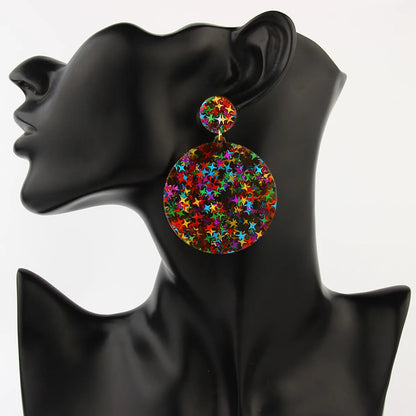 Ethnic Style Simple Geometric Round Acrylic Sequin Earrings