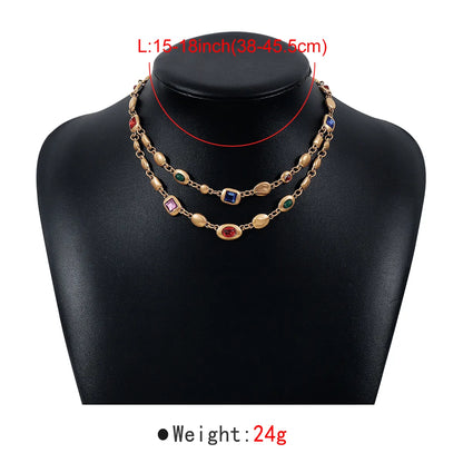 Ethnic Style Simple Style Color Block Alloy Glass Women's Layered Necklaces