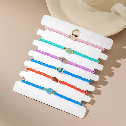 Ethnic Style Simple Style Commute Heart Shape Eye Polyester Glass Soft Clay Wholesale Drawstring Bracelets