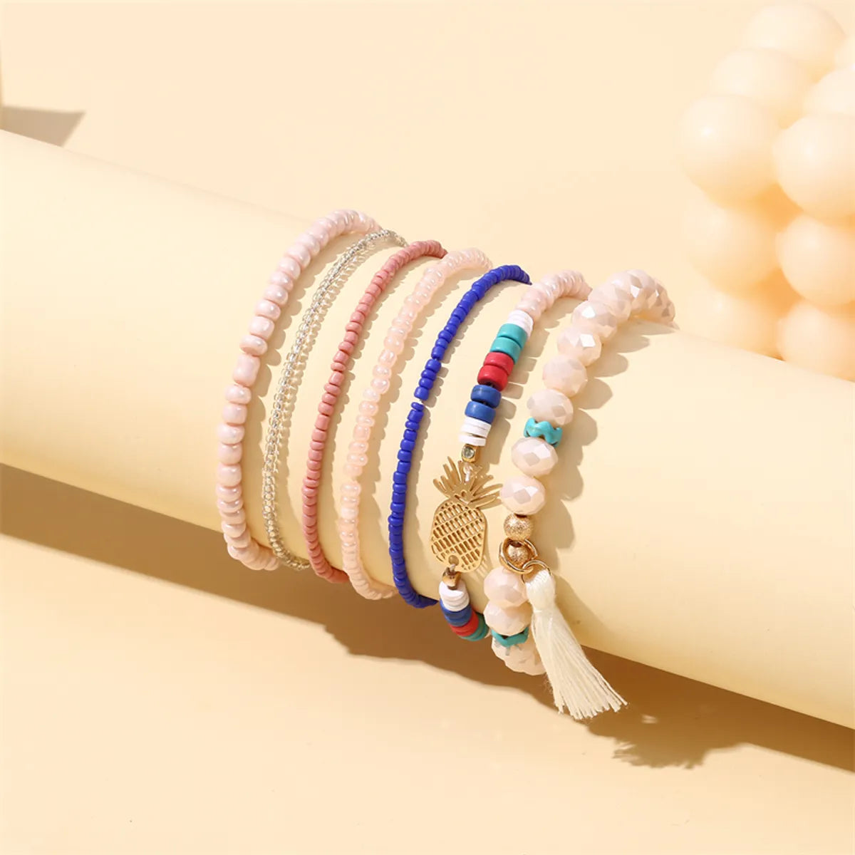 Ethnic Style Simple Style Pineapple Bird Glass Beaded Tassel Women's Bracelets