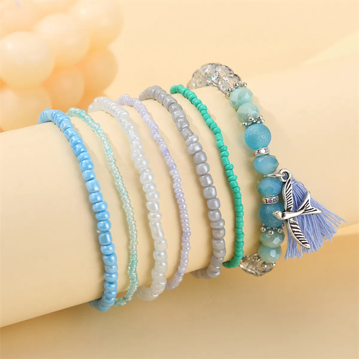 Ethnic Style Simple Style Pineapple Bird Glass Beaded Tassel Women's Bracelets