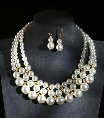 Ethnic Style Simple Style Round Imitation Pearl Alloy Beaded Women'S Jewelry Set