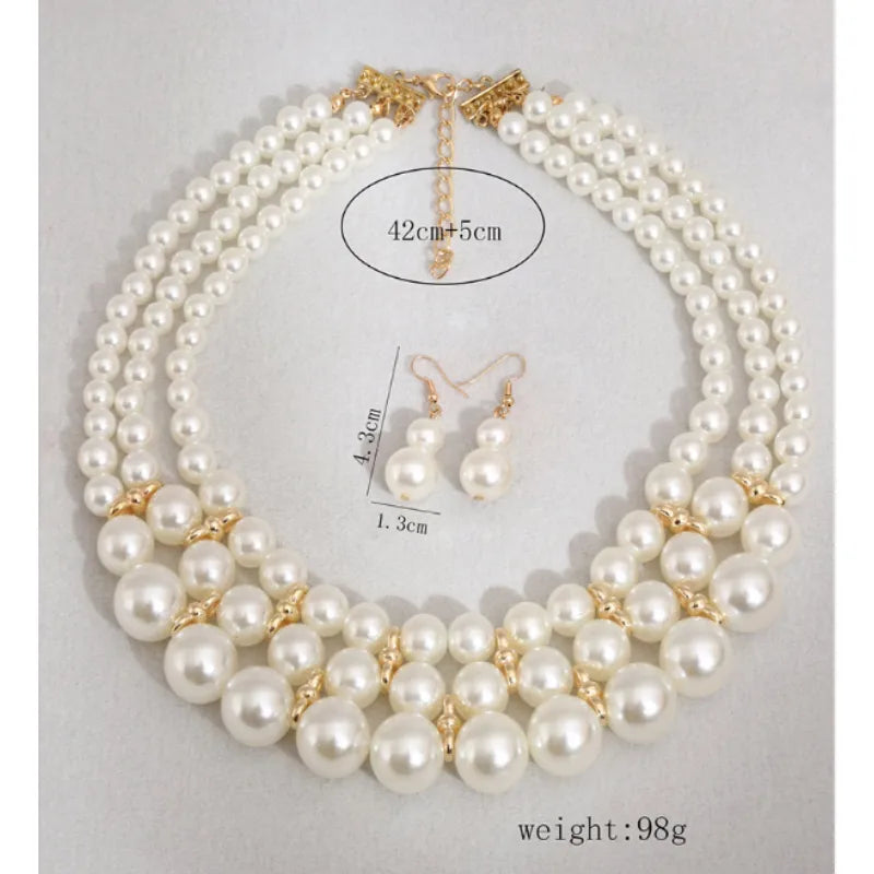 Ethnic Style Simple Style Round Imitation Pearl Alloy Beaded Women'S Jewelry Set