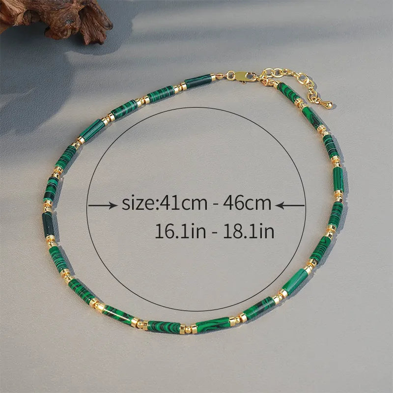 Ethnic Style Simple Style Round Malachite Copper Necklace In Bulk