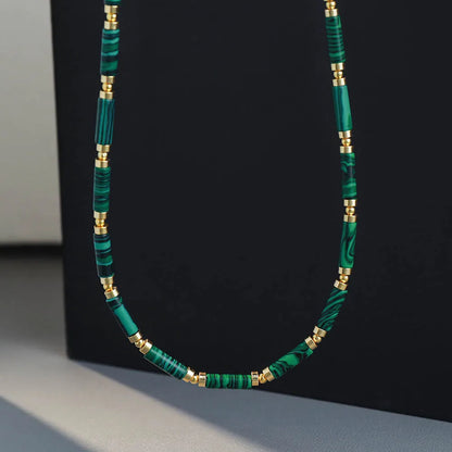 Ethnic Style Simple Style Round Malachite Copper Necklace In Bulk