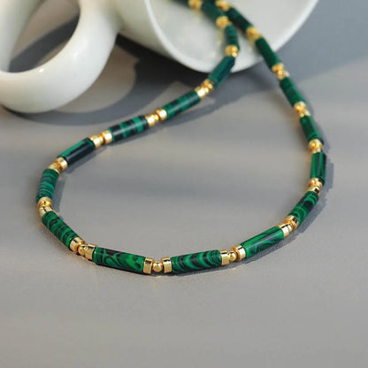 Ethnic Style Simple Style Round Malachite Copper Necklace In Bulk