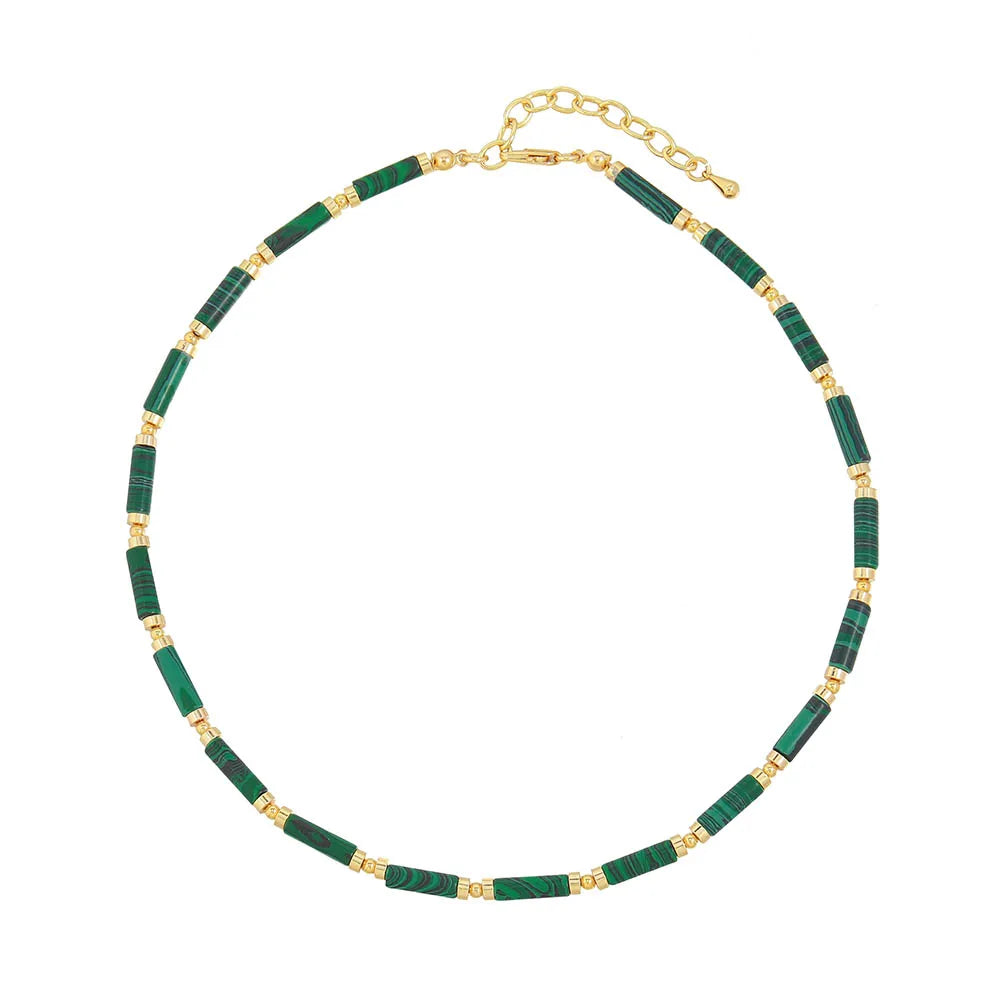 Ethnic Style Simple Style Round Malachite Copper Necklace In Bulk