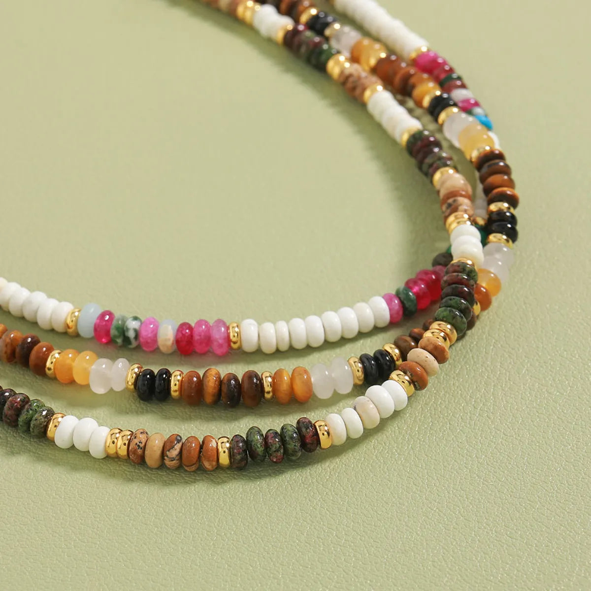 Ethnic Style Simple Style Round Malachite Tiger Eye Necklace In Bulk