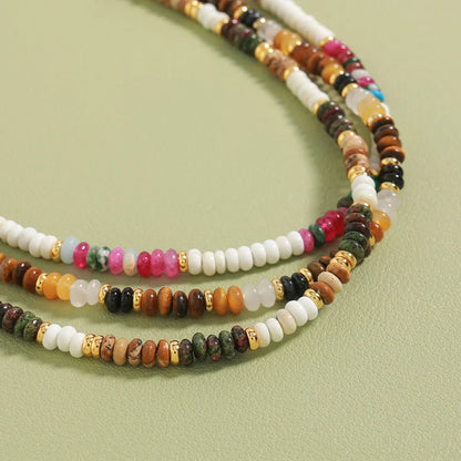 Ethnic Style Simple Style Round Malachite Tiger Eye Necklace In Bulk