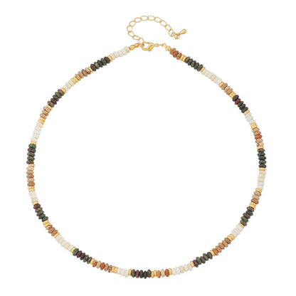 Ethnic Style Simple Style Round Malachite Tiger Eye Necklace In Bulk