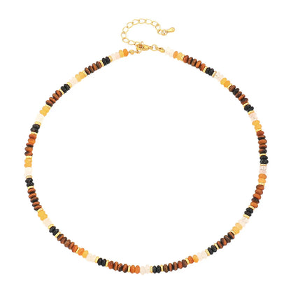 Ethnic Style Simple Style Round Malachite Tiger Eye Necklace In Bulk