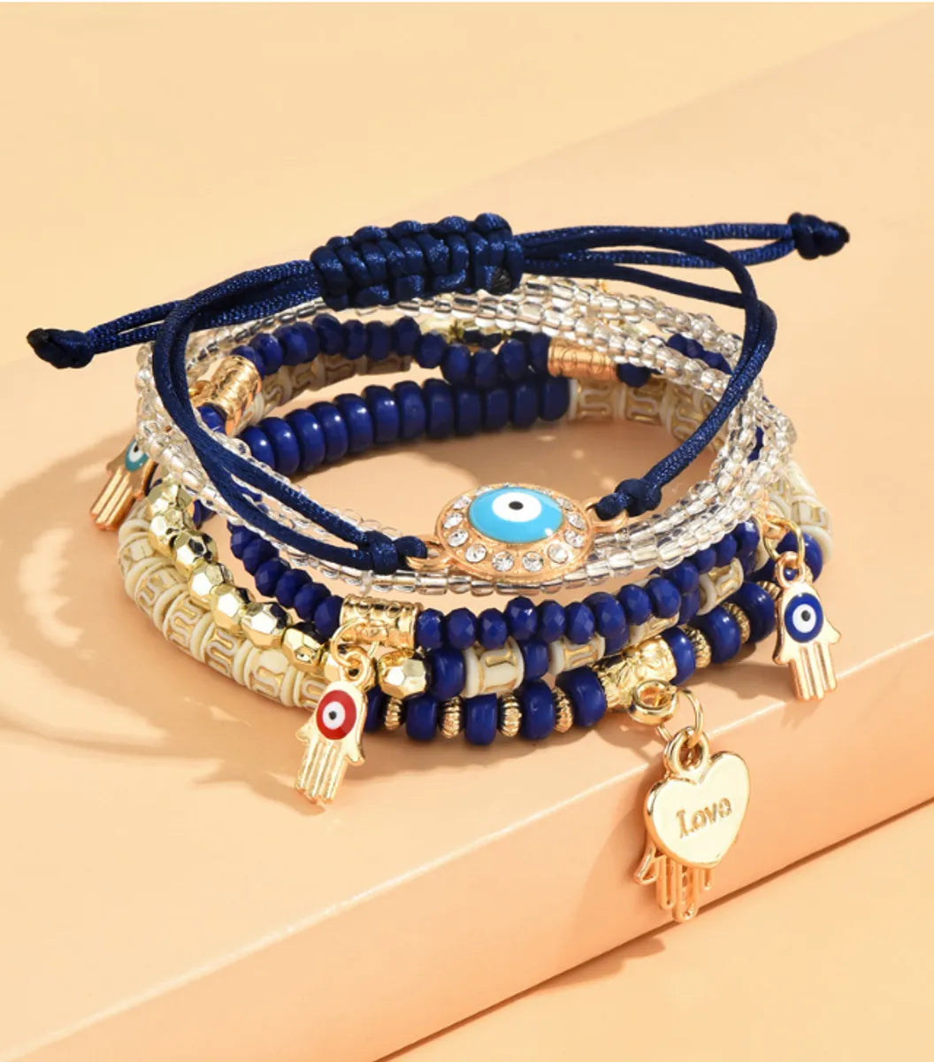 Ethnic Style Simple Style Streetwear Devil'S Eye Alloy Rope Wholesale Bracelets