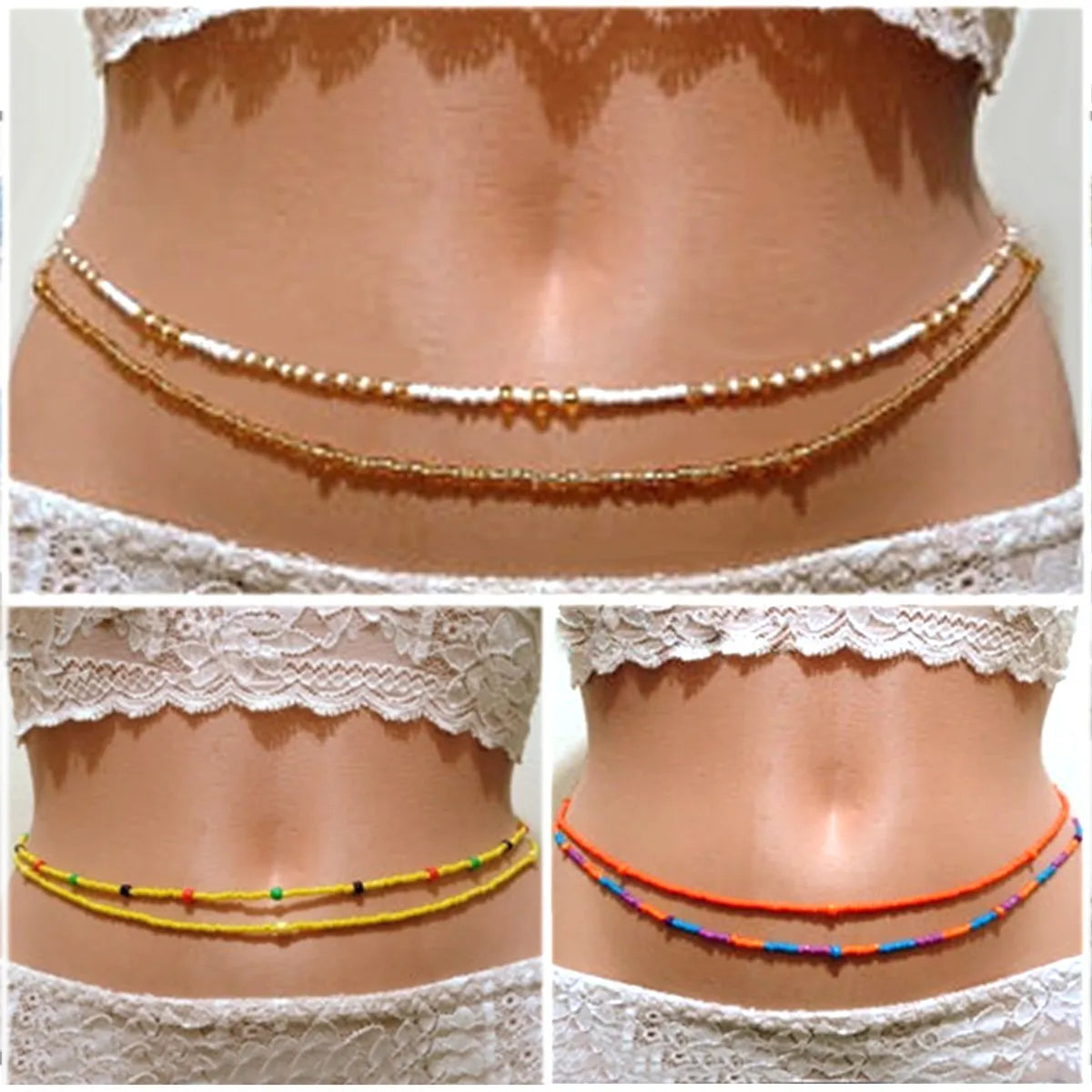 Ethnic Style Solid Color Beaded Women's Waist Chain 1 Piece