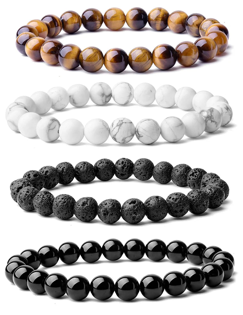 Ethnic Style Solid Color Natural Stone Agate Beaded Bracelets