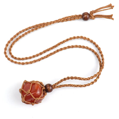 Ethnic Style Solid Color Natural Stone Pendant Necklace 1 Piece