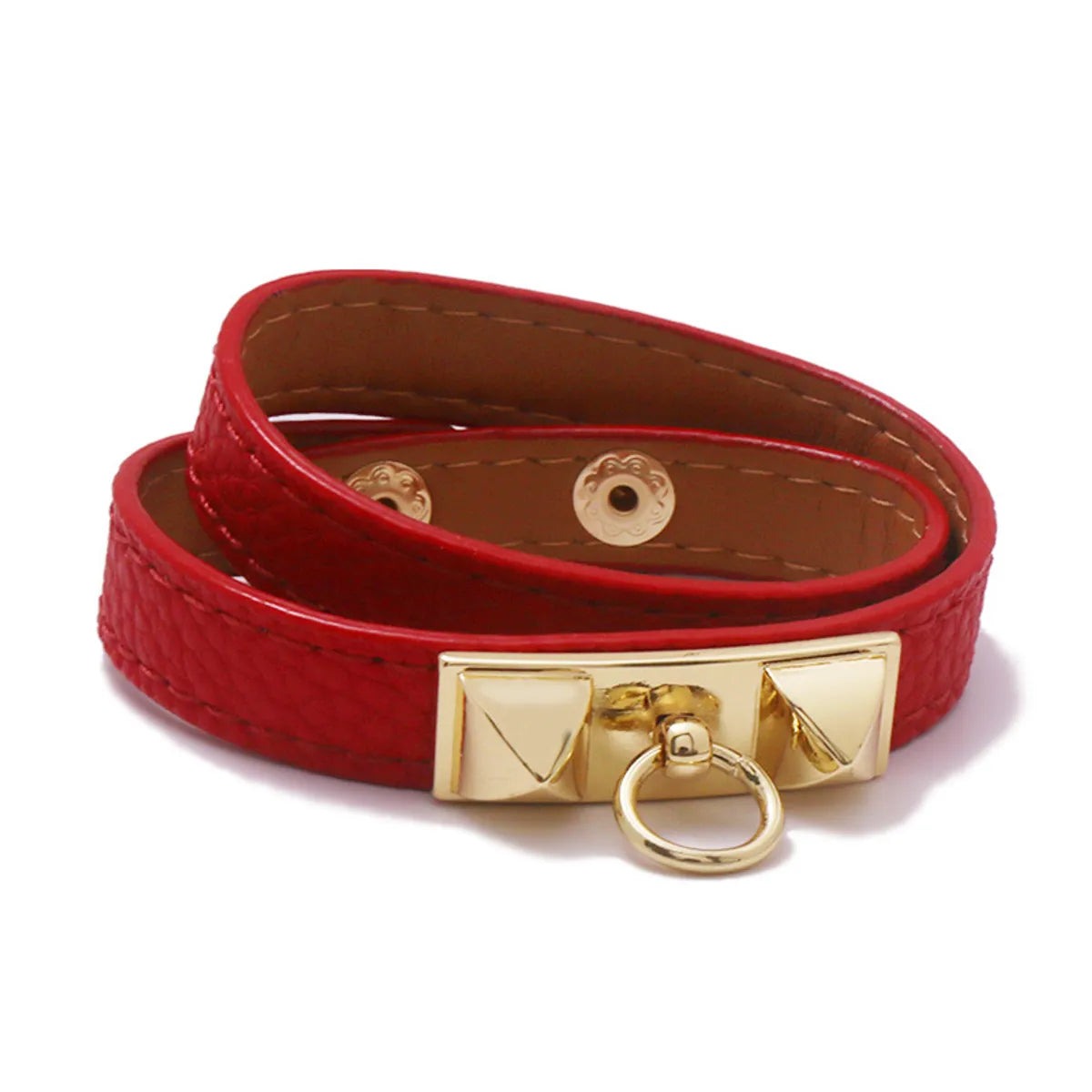 Ethnic Style Solid Color Pu Leather Women'S Wristband