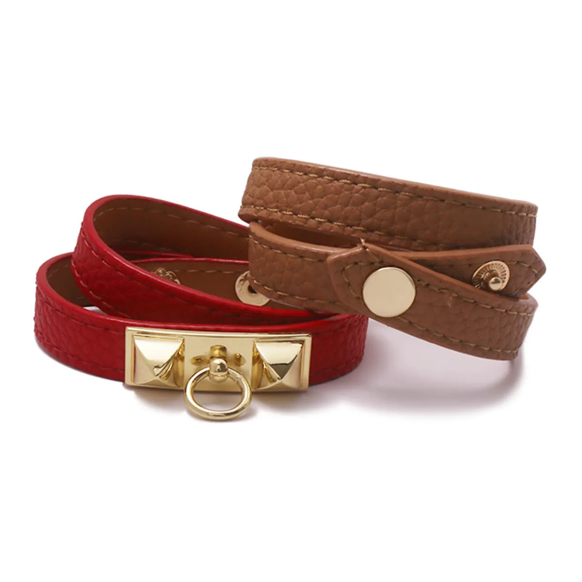 Ethnic Style Solid Color Pu Leather Women'S Wristband