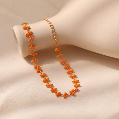 Ethnic Style Solid Color Seed Bead Copper Plating Chain Bracelets