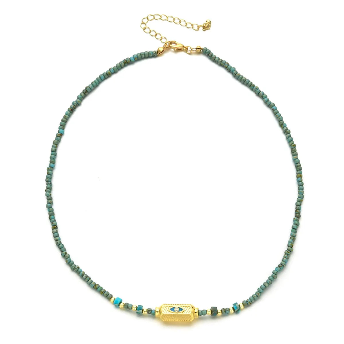 Ethnic Style Solid Color Turquoise Beaded Plating Necklace