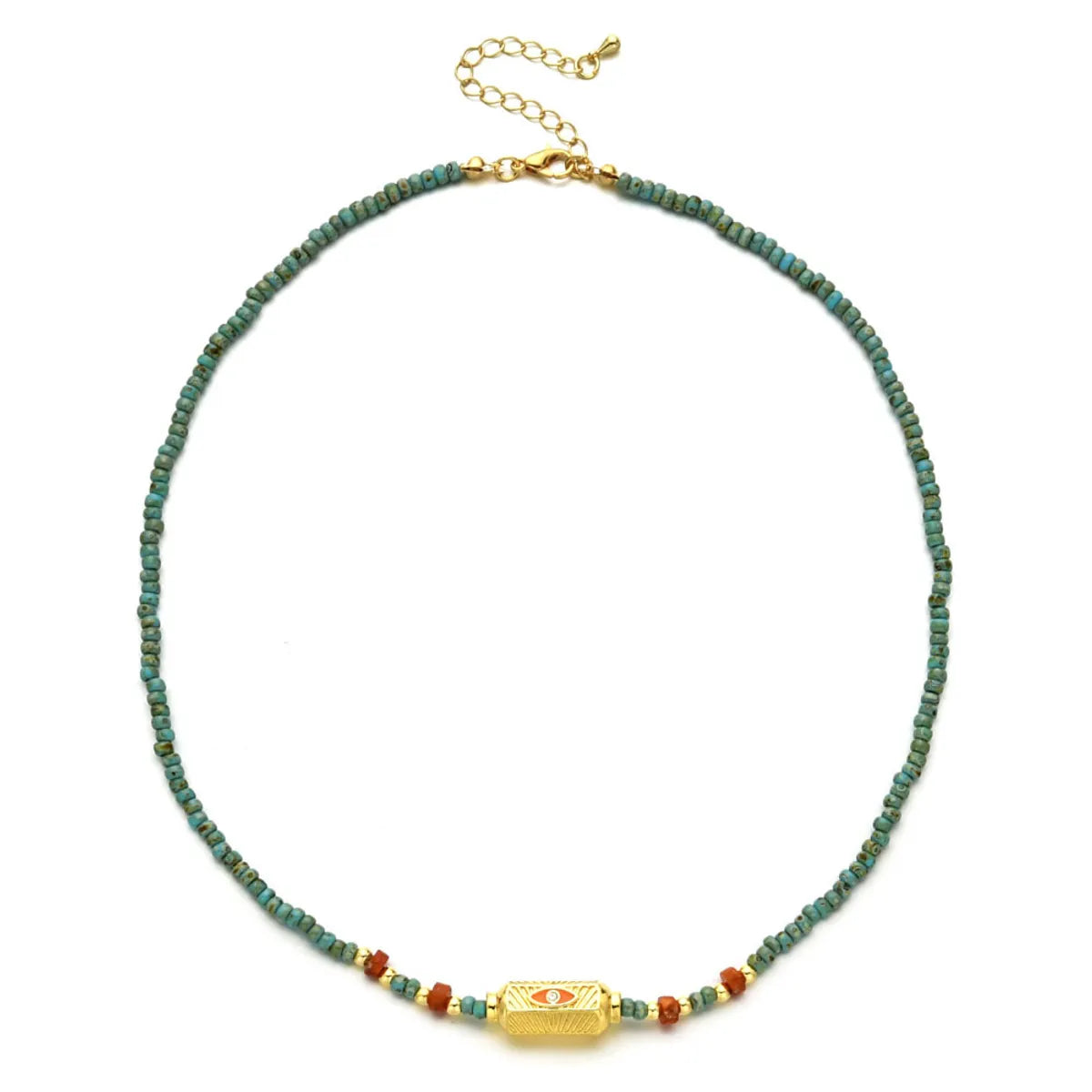 Ethnic Style Solid Color Turquoise Beaded Plating Necklace