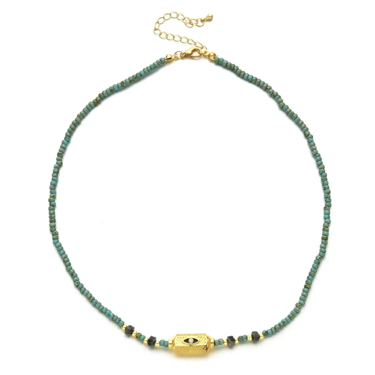 Ethnic Style Solid Color Turquoise Beaded Plating Necklace