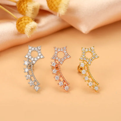 Ethnic Style Star Metal Plating Zircon Ear Studs 1 Piece