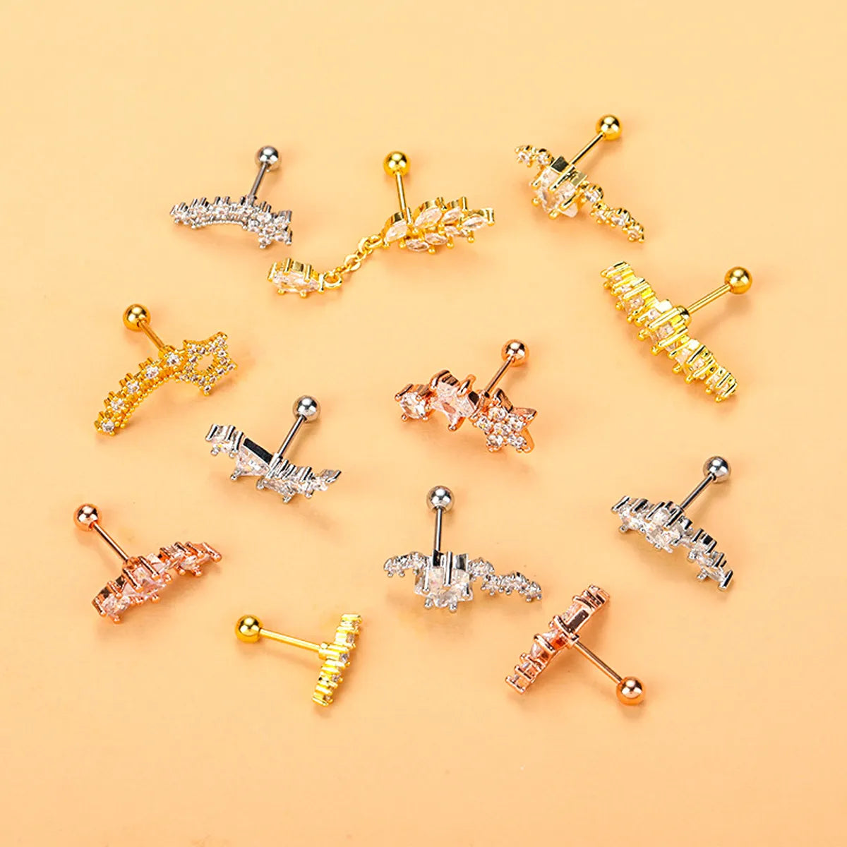 Ethnic Style Star Metal Plating Zircon Ear Studs 1 Piece