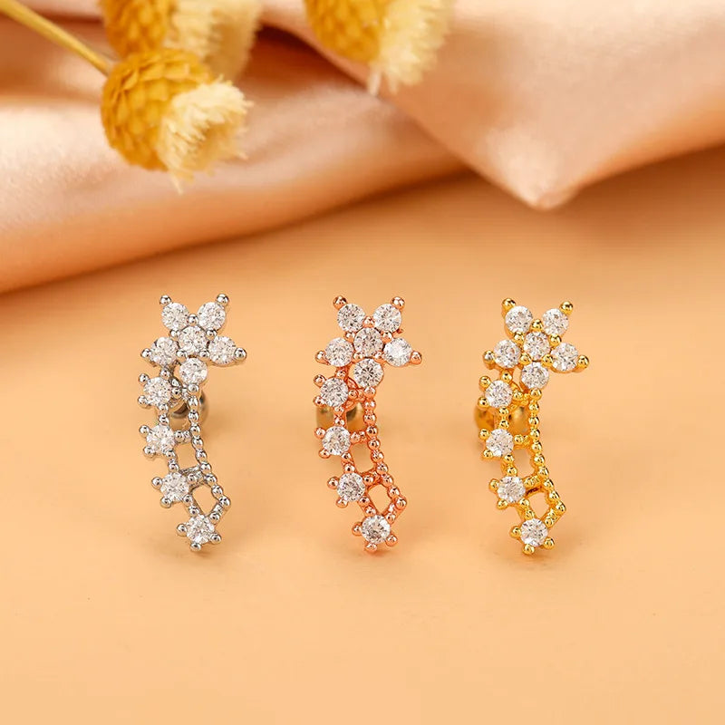 Ethnic Style Star Metal Plating Zircon Ear Studs 1 Piece