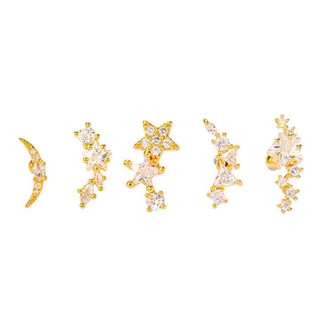 Ethnic Style Star Metal Plating Zircon Ear Studs 1 Piece