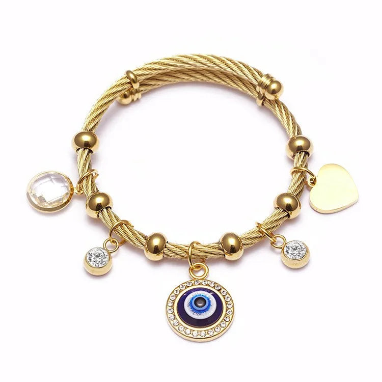 Ethnic Style Star Stainless Steel Hollow Out Artificial Gemstones Bangle 1 Piece