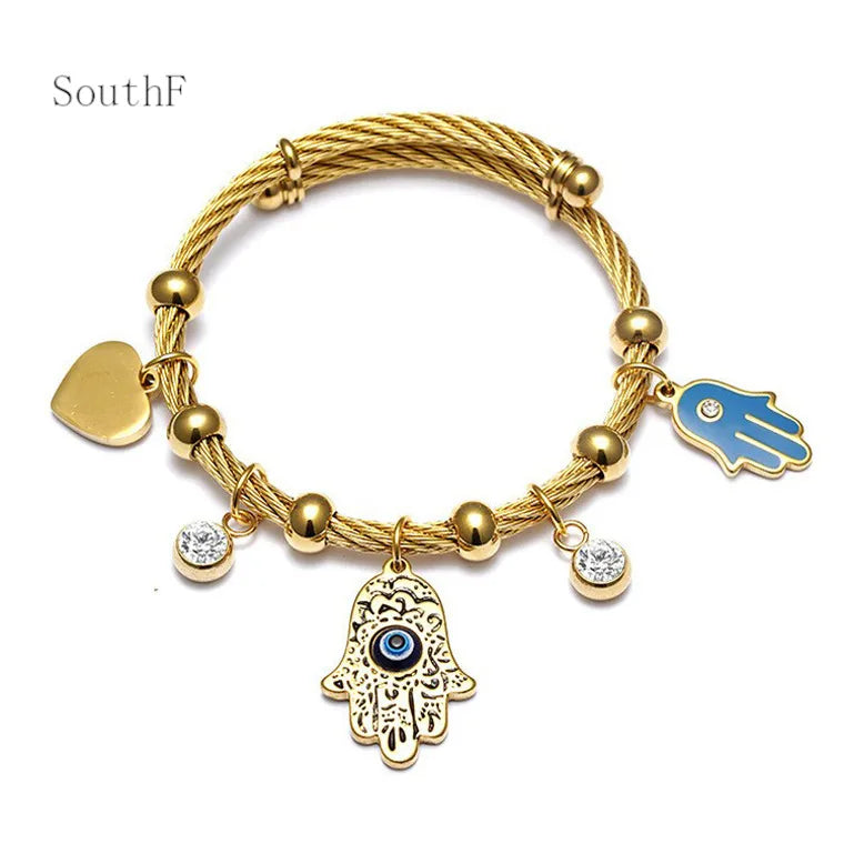 Ethnic Style Star Stainless Steel Hollow Out Artificial Gemstones Bangle 1 Piece