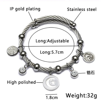 Ethnic Style Star Stainless Steel Hollow Out Artificial Gemstones Bangle 1 Piece