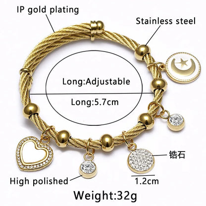 Ethnic Style Star Stainless Steel Hollow Out Artificial Gemstones Bangle 1 Piece