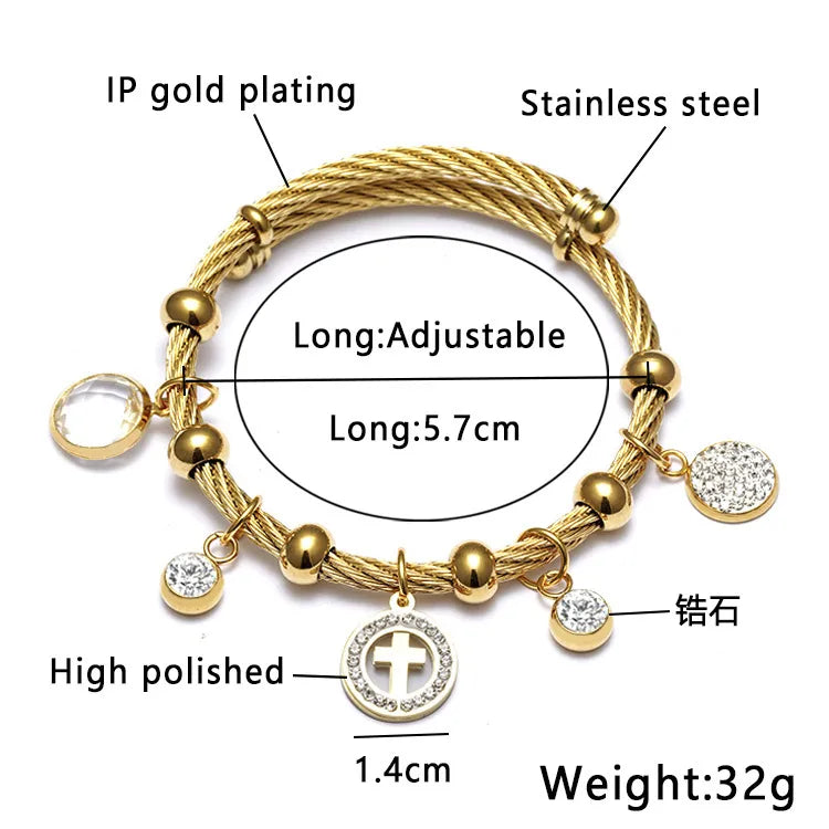 Ethnic Style Star Stainless Steel Hollow Out Artificial Gemstones Bangle 1 Piece