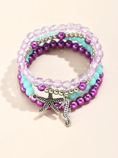 Ethnic Style Starfish Arylic Alloy Beaded Bracelets 1 Set