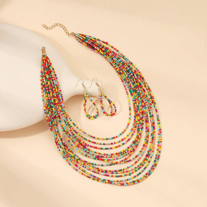 Ethnic Style Streetwear Colorful Alloy Women's Earrings Necklace