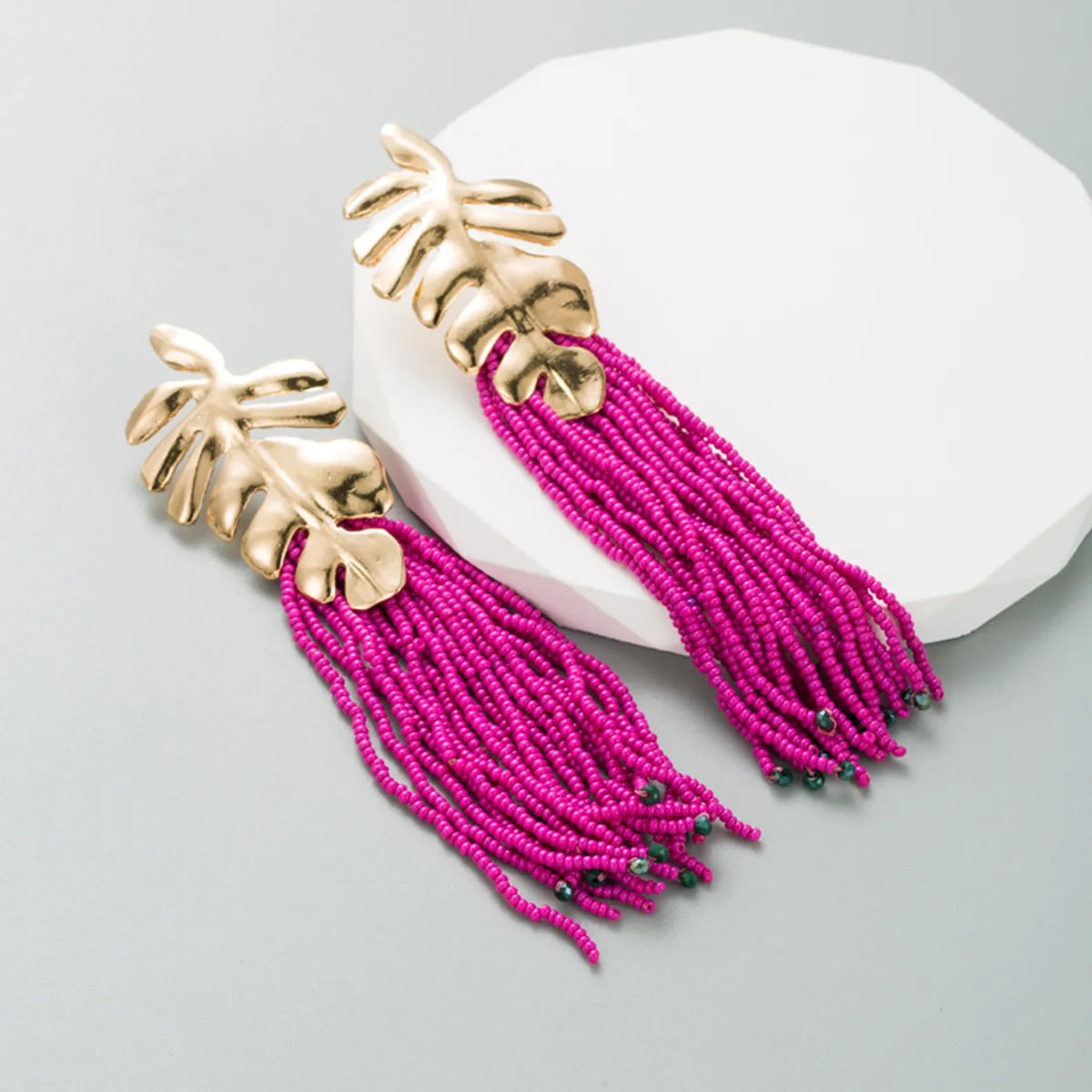 1 Pair Ethnic Style Tassel Beaded Tassel Alloy Drop Earrings