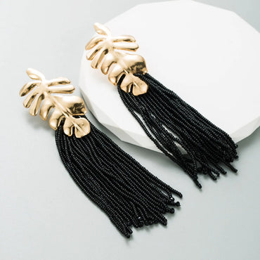 1 Pair Ethnic Style Tassel Beaded Tassel Alloy Drop Earrings