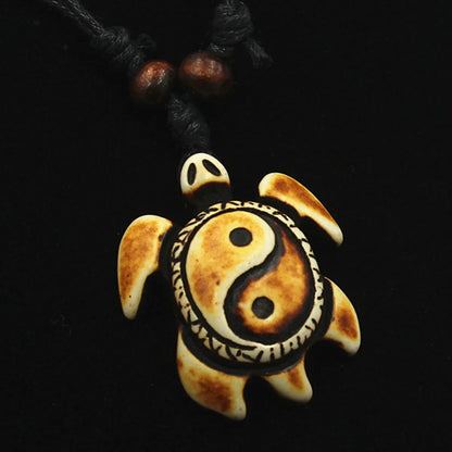 Ethnic Style Tortoise Resin Wax Rope Men'S Pendant Necklace