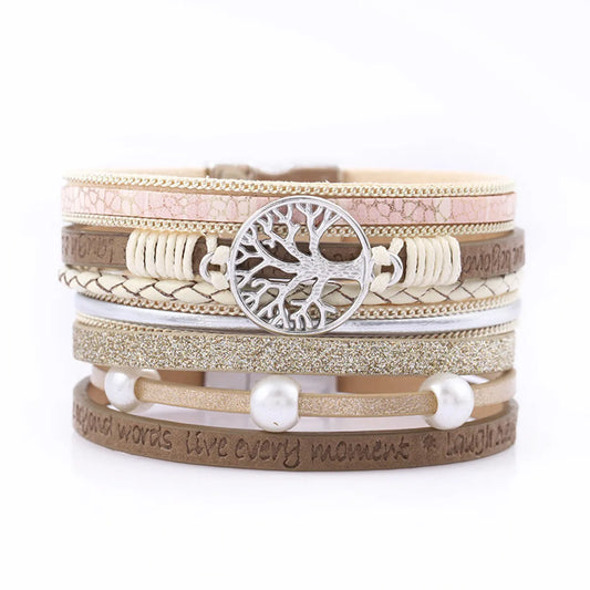 Ethnic Style Tree Pu Leather Alloy Braid Women's Bracelets