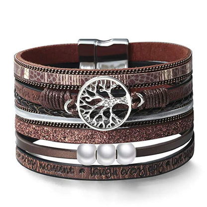 Ethnic Style Tree Pu Leather Alloy Braid Women's Bracelets