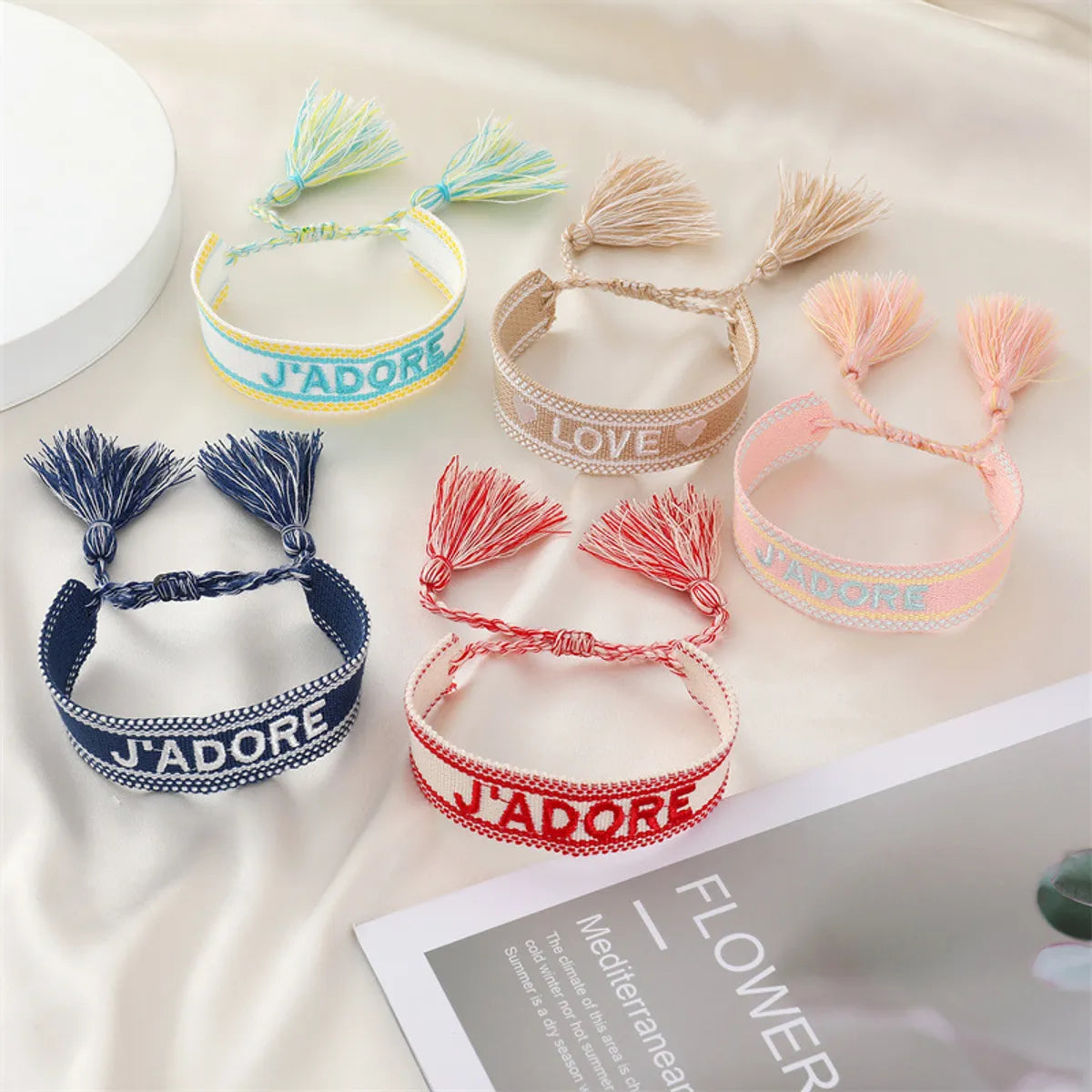 Ethnic Style Trend Hand-woven Bracelet Retro Embroidery Alphabet Tassel Hand Rope Bracelet