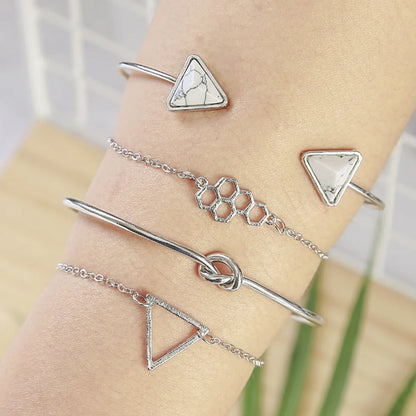 Ethnic Style Triangle Leaf Heart Shape Alloy Hollow Out Unisex Bracelets