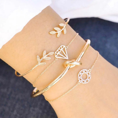 Ethnic Style Triangle Leaf Heart Shape Alloy Hollow Out Unisex Bracelets