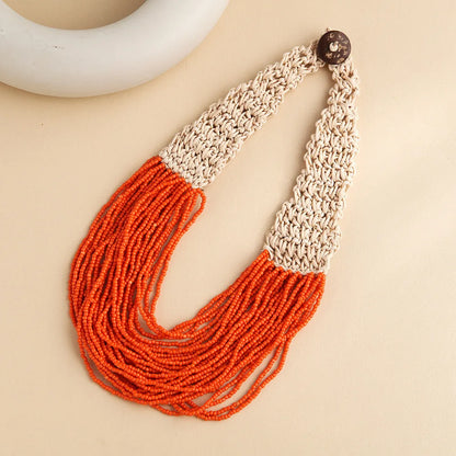 Ethnic Style U Shape Glass Knitting Women'S Necklace