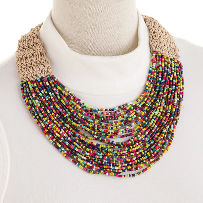 Ethnic Style U Shape Glass Knitting Women'S Necklace